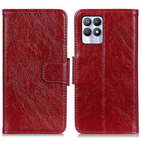 Funda de Cuero Cartera con Soporte Carcasa N05P para Realme 8i Rojo