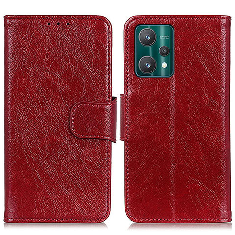 Funda de Cuero Cartera con Soporte Carcasa N05P para Realme 9 5G Rojo