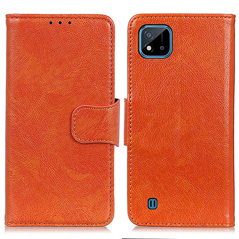 Funda de Cuero Cartera con Soporte Carcasa N05P para Realme C20A Naranja