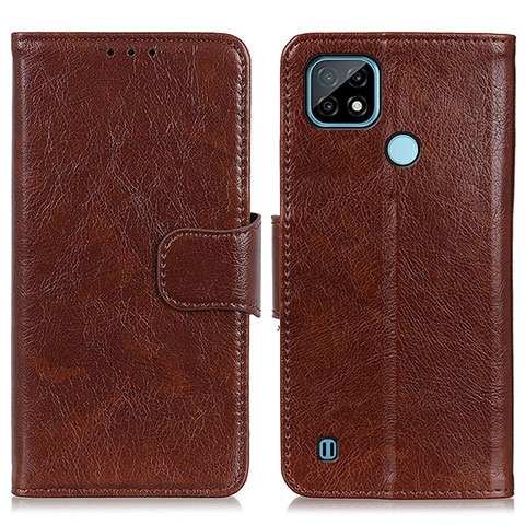 Funda de Cuero Cartera con Soporte Carcasa N05P para Realme C21 Marron