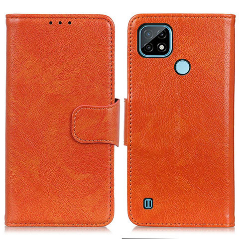 Funda de Cuero Cartera con Soporte Carcasa N05P para Realme C21 Naranja