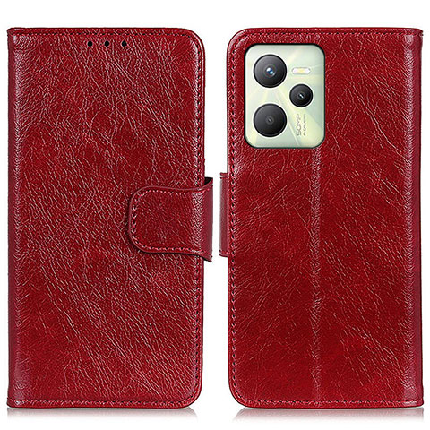 Funda de Cuero Cartera con Soporte Carcasa N05P para Realme C35 Rojo