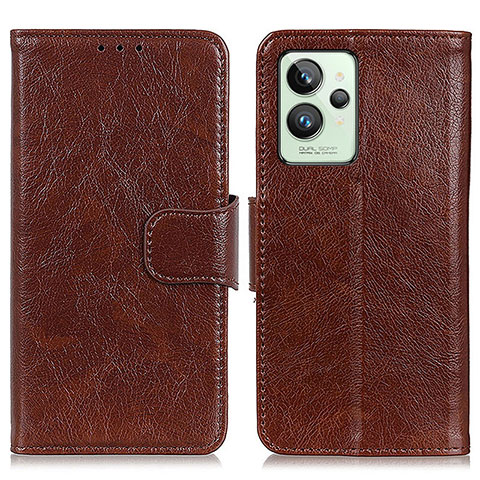 Funda de Cuero Cartera con Soporte Carcasa N05P para Realme GT2 Pro 5G Marron