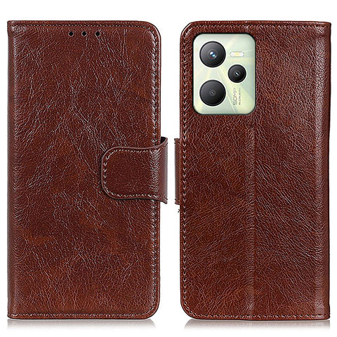 Funda de Cuero Cartera con Soporte Carcasa N05P para Realme Narzo 50A Prime Marron