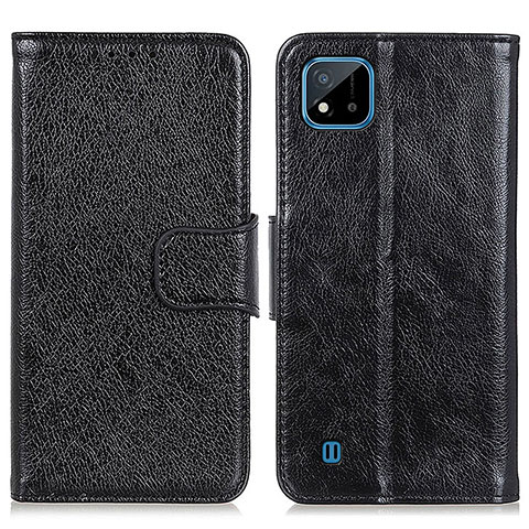 Funda de Cuero Cartera con Soporte Carcasa N05P para Realme Narzo 50i Negro