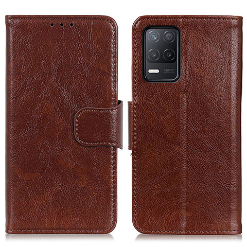 Funda de Cuero Cartera con Soporte Carcasa N05P para Realme Q3 5G Marron