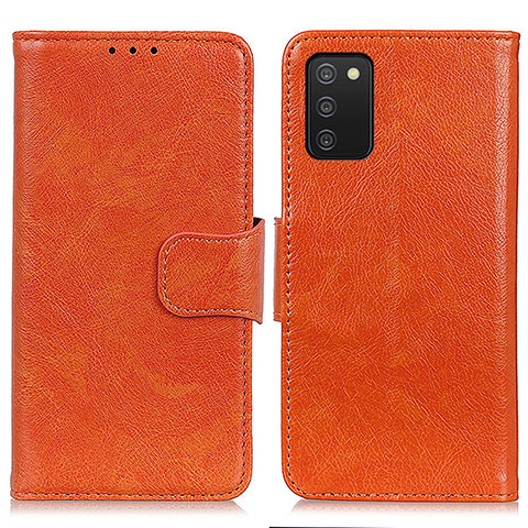 Funda de Cuero Cartera con Soporte Carcasa N05P para Samsung Galaxy A02s Naranja