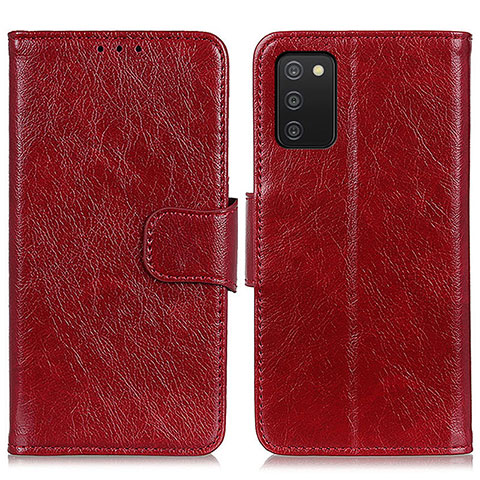 Funda de Cuero Cartera con Soporte Carcasa N05P para Samsung Galaxy A02s Rojo