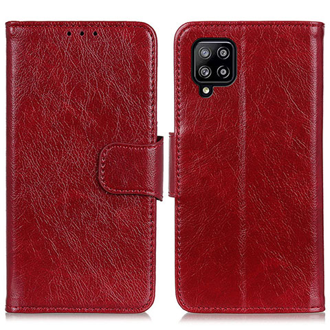 Funda de Cuero Cartera con Soporte Carcasa N05P para Samsung Galaxy A22 4G Rojo