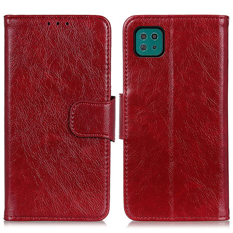 Funda de Cuero Cartera con Soporte Carcasa N05P para Samsung Galaxy F42 5G Rojo