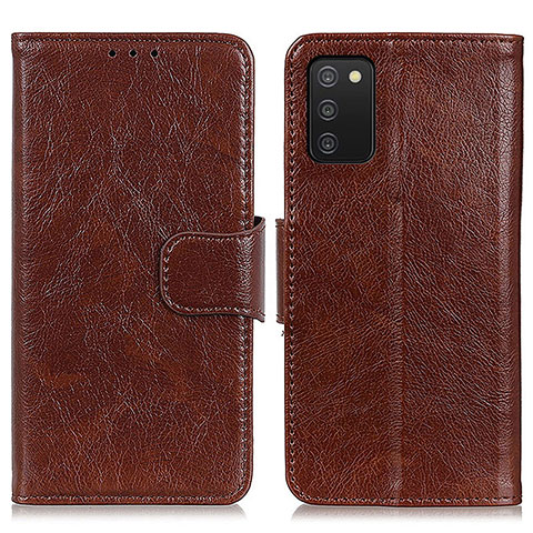 Funda de Cuero Cartera con Soporte Carcasa N05P para Samsung Galaxy M02s Marron