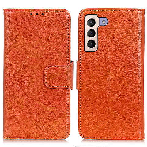 Funda de Cuero Cartera con Soporte Carcasa N05P para Samsung Galaxy S21 5G Naranja