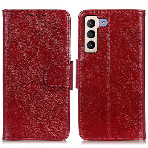 Funda de Cuero Cartera con Soporte Carcasa N05P para Samsung Galaxy S21 5G Rojo