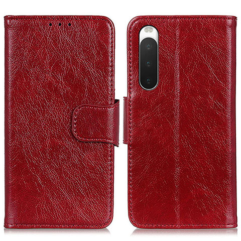 Funda de Cuero Cartera con Soporte Carcasa N05P para Sony Xperia 10 IV Rojo