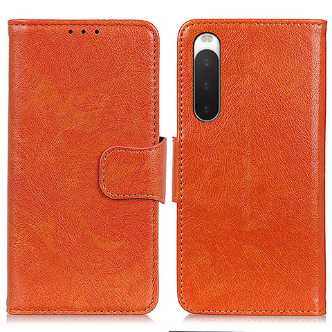 Funda de Cuero Cartera con Soporte Carcasa N05P para Sony Xperia 10 IV SO-52C Naranja