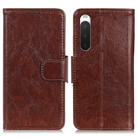 Funda de Cuero Cartera con Soporte Carcasa N05P para Sony Xperia 10 IV SOG07 Marron