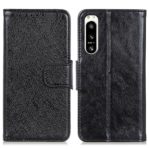 Funda de Cuero Cartera con Soporte Carcasa N05P para Sony Xperia 5 IV Negro