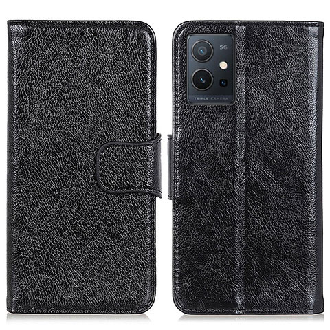 Funda de Cuero Cartera con Soporte Carcasa N05P para Vivo T1 5G India Negro