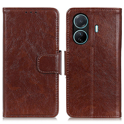 Funda de Cuero Cartera con Soporte Carcasa N05P para Vivo T1 5G Marron