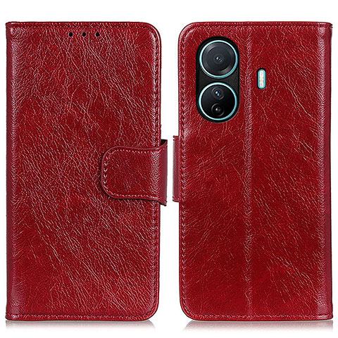 Funda de Cuero Cartera con Soporte Carcasa N05P para Vivo T1 Pro 5G Rojo