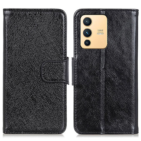 Funda de Cuero Cartera con Soporte Carcasa N05P para Vivo V23 5G Negro