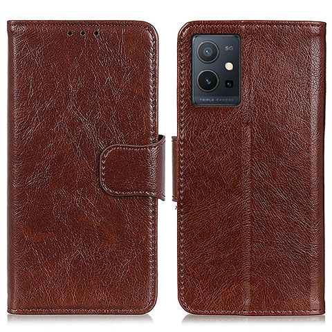 Funda de Cuero Cartera con Soporte Carcasa N05P para Vivo Y33e 5G Marron