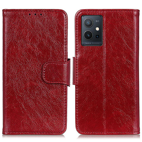 Funda de Cuero Cartera con Soporte Carcasa N05P para Vivo Y33e 5G Rojo