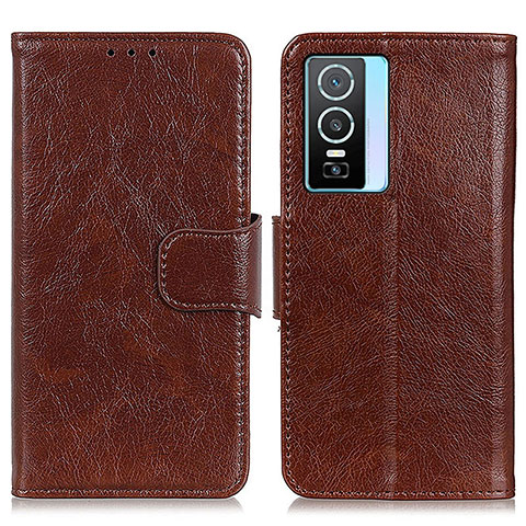 Funda de Cuero Cartera con Soporte Carcasa N05P para Vivo Y74s 5G Marron