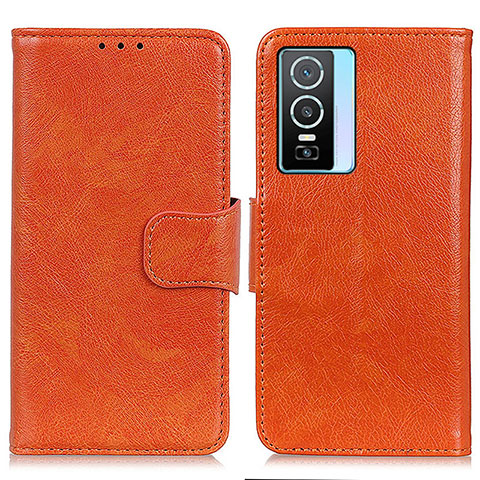 Funda de Cuero Cartera con Soporte Carcasa N05P para Vivo Y74s 5G Naranja