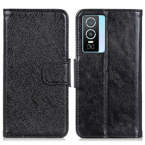 Funda de Cuero Cartera con Soporte Carcasa N05P para Vivo Y76s 5G Negro