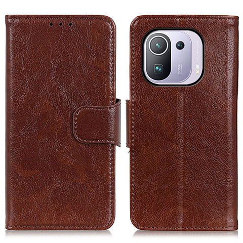 Funda de Cuero Cartera con Soporte Carcasa N05P para Xiaomi Mi 11 Pro 5G Marron