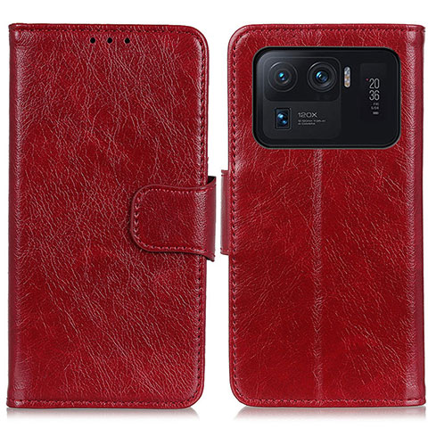 Funda de Cuero Cartera con Soporte Carcasa N05P para Xiaomi Mi 11 Ultra 5G Rojo