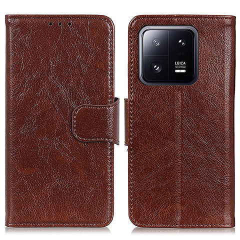 Funda de Cuero Cartera con Soporte Carcasa N05P para Xiaomi Mi 13 5G Marron