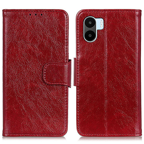 Funda de Cuero Cartera con Soporte Carcasa N05P para Xiaomi Poco C50 Rojo