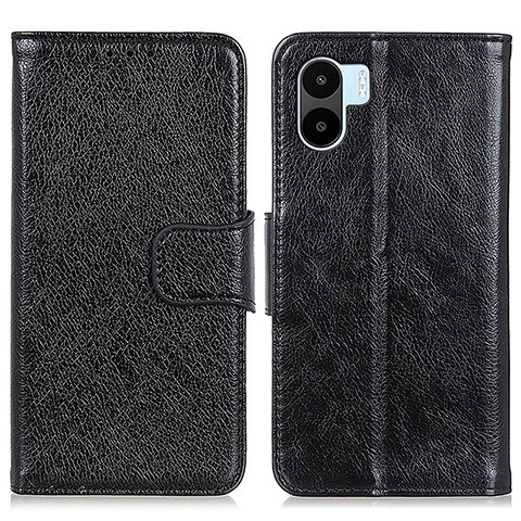 Funda de Cuero Cartera con Soporte Carcasa N05P para Xiaomi Poco C51 Negro