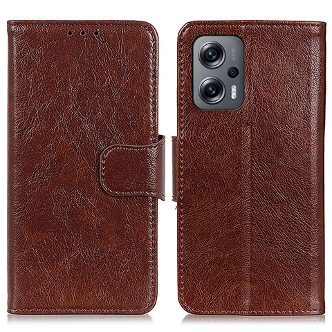 Funda de Cuero Cartera con Soporte Carcasa N05P para Xiaomi Poco F5 5G Marron