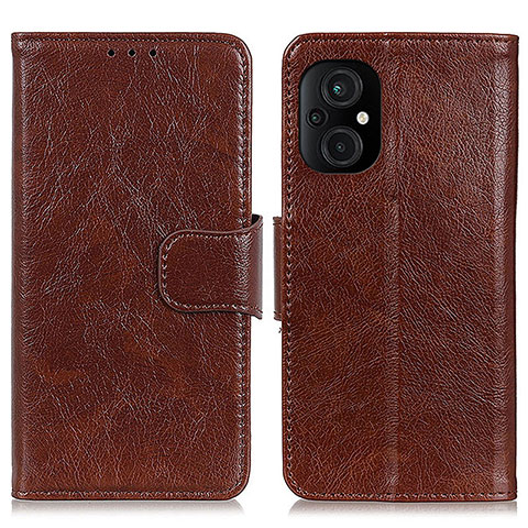 Funda de Cuero Cartera con Soporte Carcasa N05P para Xiaomi Poco M5 4G Marron