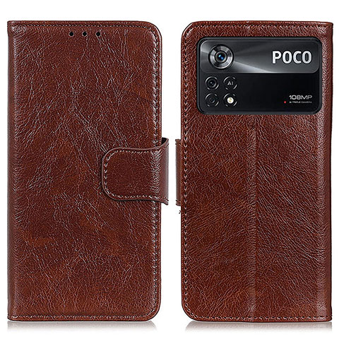 Funda de Cuero Cartera con Soporte Carcasa N05P para Xiaomi Poco X4 Pro 5G Marron