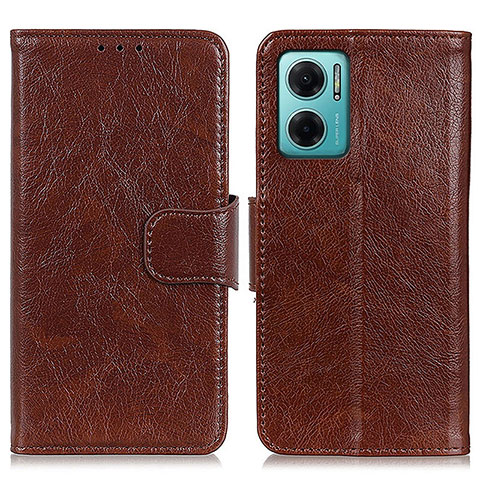 Funda de Cuero Cartera con Soporte Carcasa N05P para Xiaomi Redmi 10 5G Marron