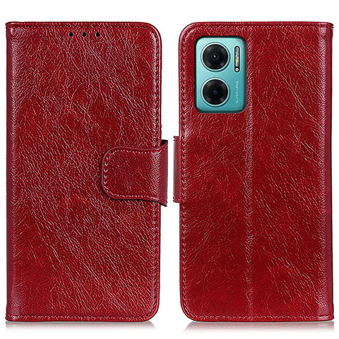 Funda de Cuero Cartera con Soporte Carcasa N05P para Xiaomi Redmi 10 Prime Plus 5G Rojo