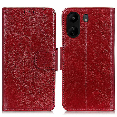 Funda de Cuero Cartera con Soporte Carcasa N05P para Xiaomi Redmi 13C Rojo