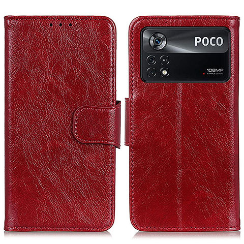 Funda de Cuero Cartera con Soporte Carcasa N05P para Xiaomi Redmi Note 11E Pro 5G Rojo