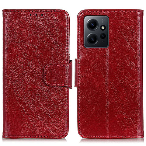 Funda de Cuero Cartera con Soporte Carcasa N05P para Xiaomi Redmi Note 12 4G Rojo