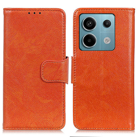 Funda de Cuero Cartera con Soporte Carcasa N05P para Xiaomi Redmi Note 13 Pro 5G Naranja