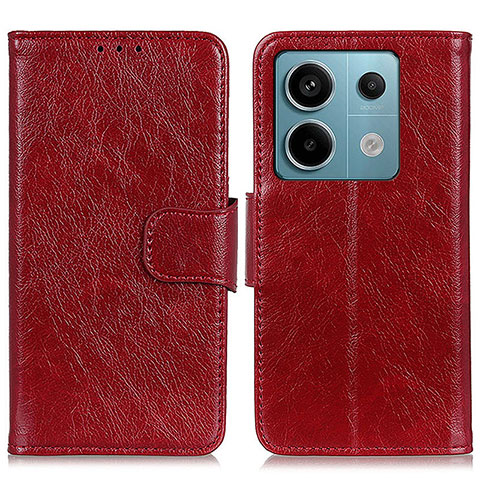 Funda de Cuero Cartera con Soporte Carcasa N05P para Xiaomi Redmi Note 13 Pro 5G Rojo