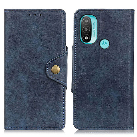 Funda de Cuero Cartera con Soporte Carcasa N06P para Motorola Moto E30 Azul