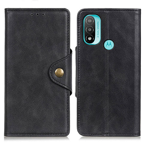 Funda de Cuero Cartera con Soporte Carcasa N06P para Motorola Moto E30 Negro