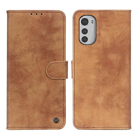 Funda de Cuero Cartera con Soporte Carcasa N06P para Motorola Moto E32 Marron