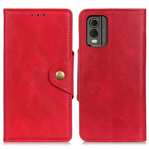 Funda de Cuero Cartera con Soporte Carcasa N06P para Nokia C210 Rojo