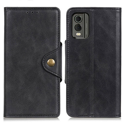 Funda de Cuero Cartera con Soporte Carcasa N06P para Nokia C32 Negro